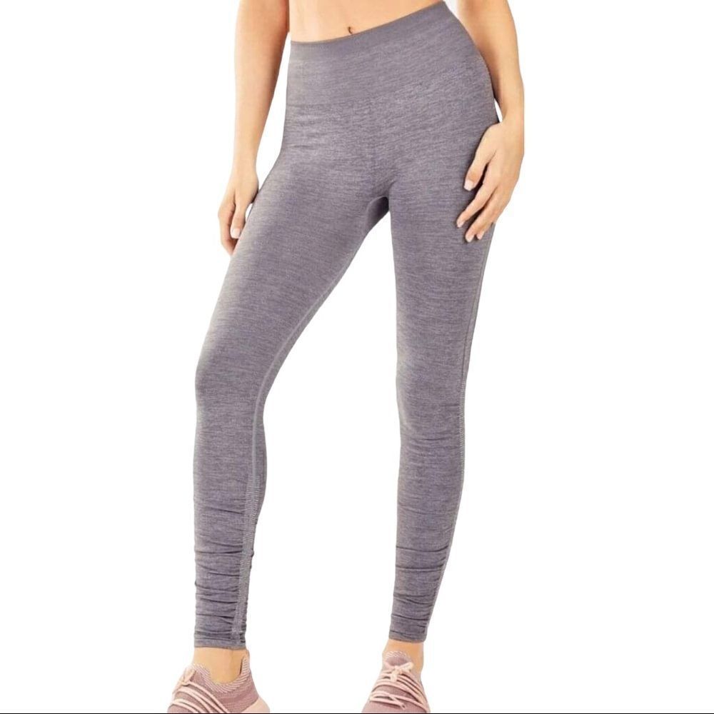 Fabletics Leggings Heather Gray Seamless High Waisted Ruched Sz Large